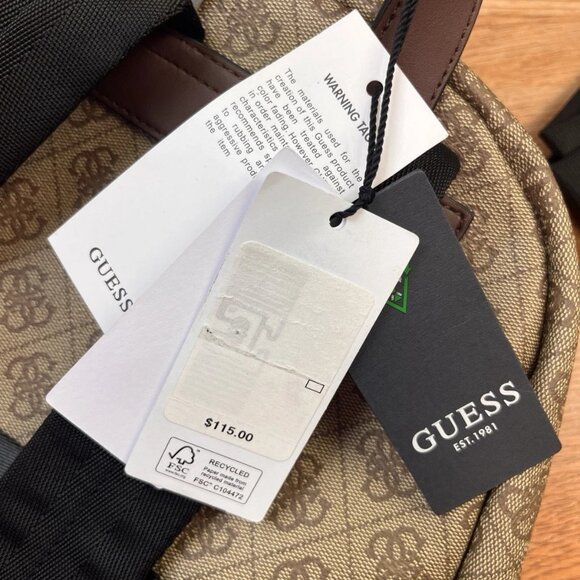 Guess Men's Vezzola Logo Backpack Beige with Dustbag NEW - Picture 8 of 11